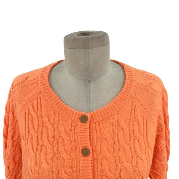 J. Crew Cashmere Cable-Knit Henley T-shirt Sweater Orange Size XL - Picture 3 of 10